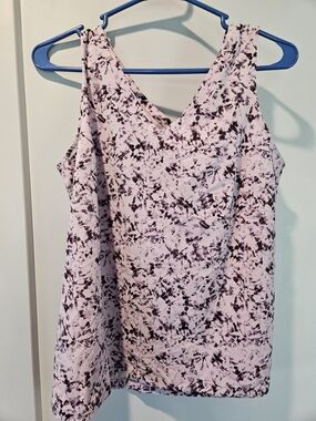 NWT Eddie Bauer Departure Collection V-Neck Tank Top Purple Floral Print PS